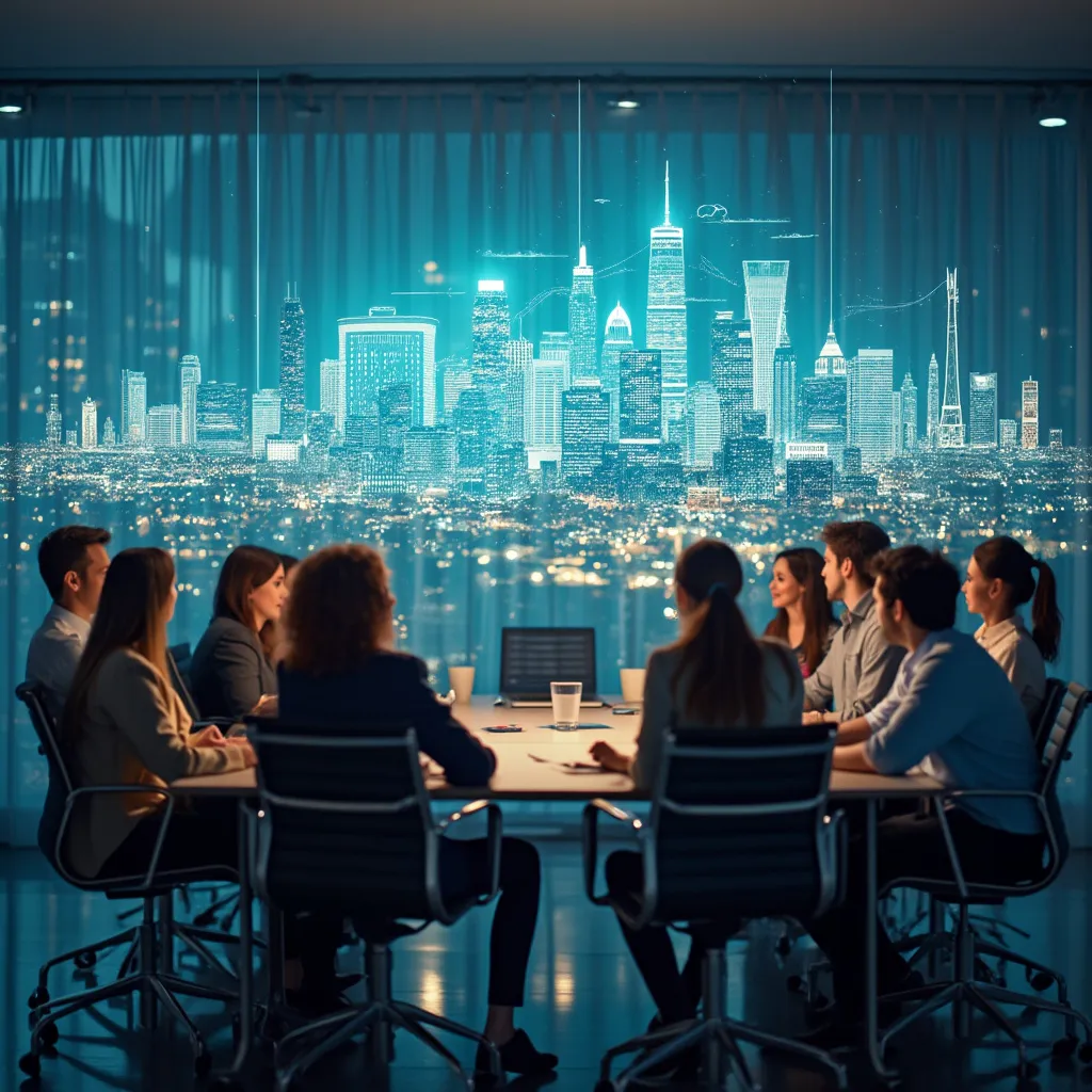 Equipo discutiendo la visión estratégica futura